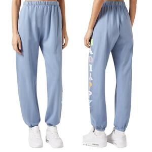 Madhappy High Rise Graphic Print Cotton Terry Jogger Pants Blue Women's Small